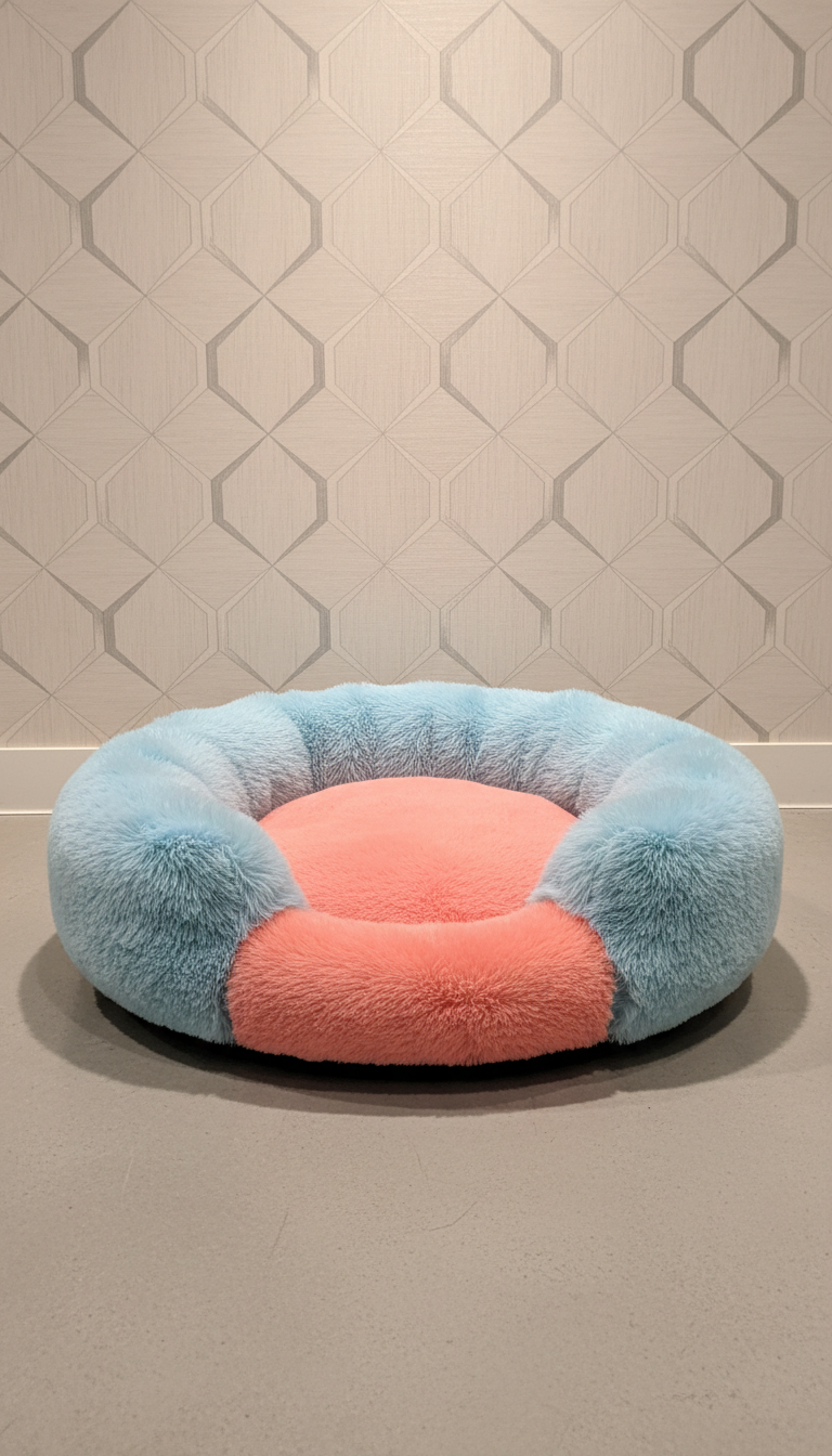 Plush Pet Bed with Faux Fur and Memory Foam